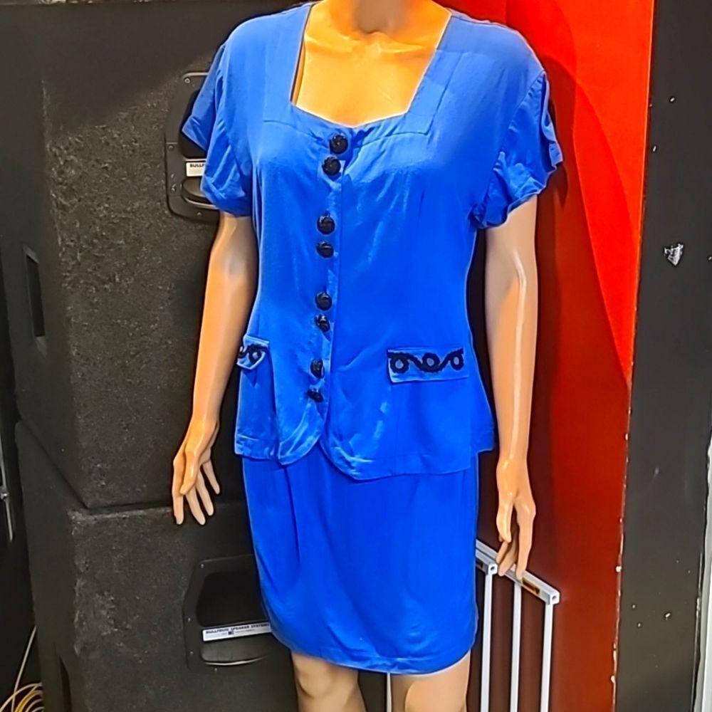 Rare VINTAGE Blue Skirt Suit